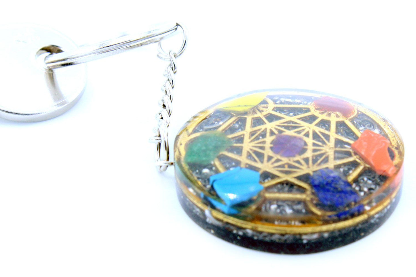 Porte-clés d’orgonite — Sept chakras