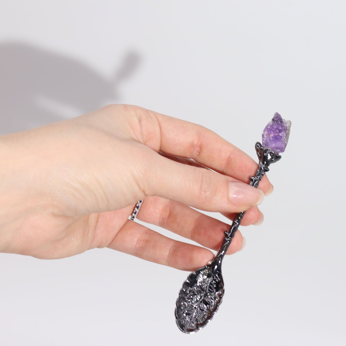 Jeu de 7 cuillères de sorcière — Cristal & argent vieilli