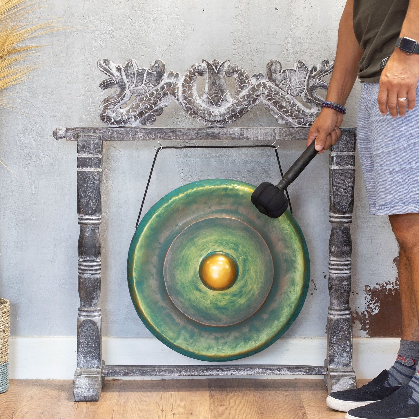 Gong de méditation format moyen sur socle — Vert · 50cm