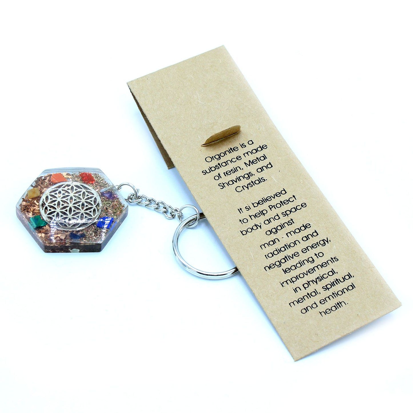 Porte-clés d’orgonite — Fleur de vie octogonale