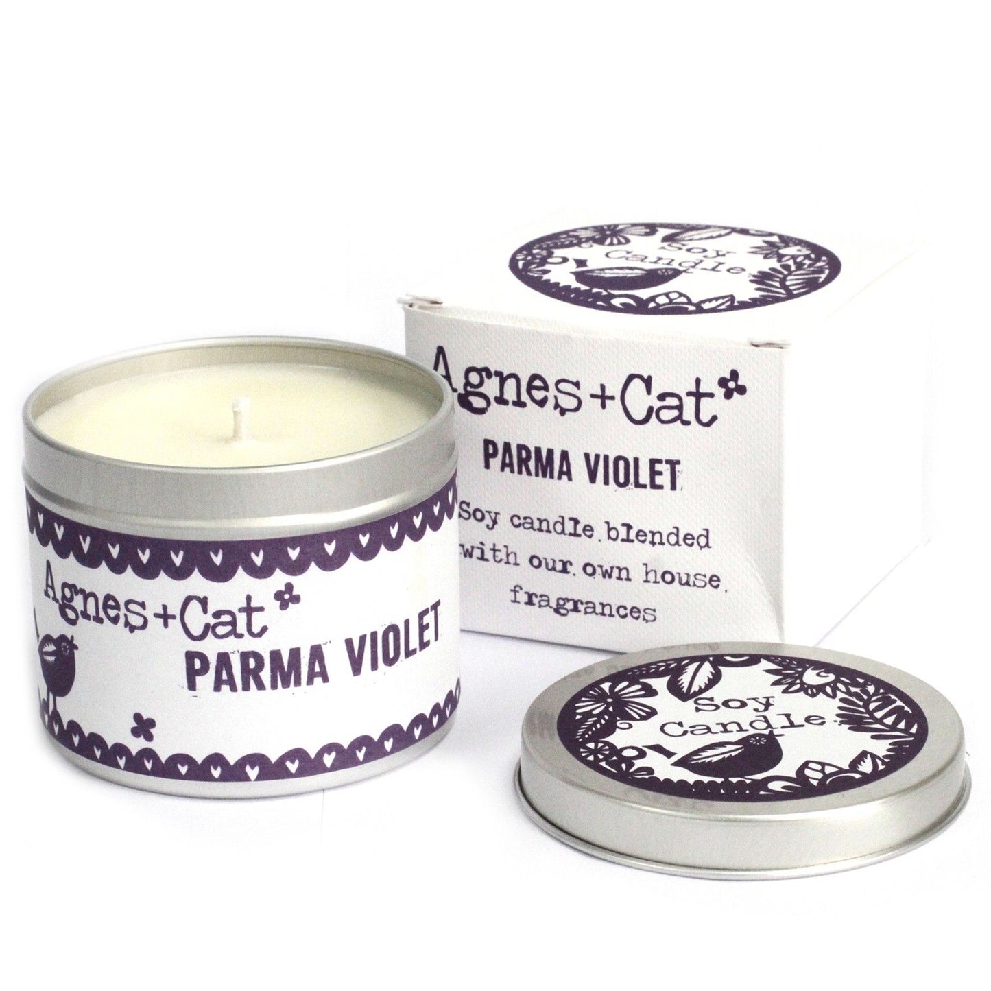 Bougies en pot métal — Violette de Parme