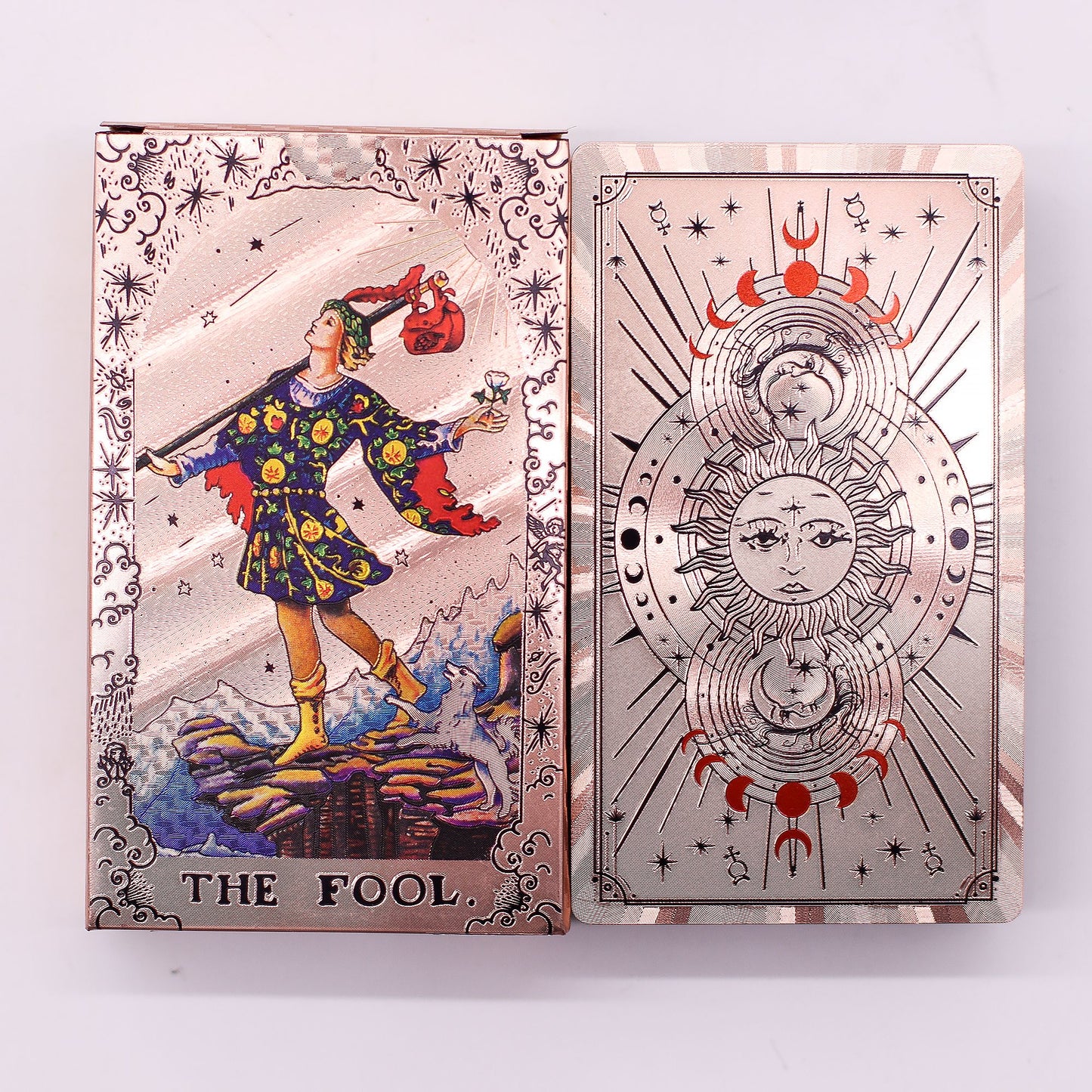 Jeu de tarot à feuille d’or rose — Phases lunaires