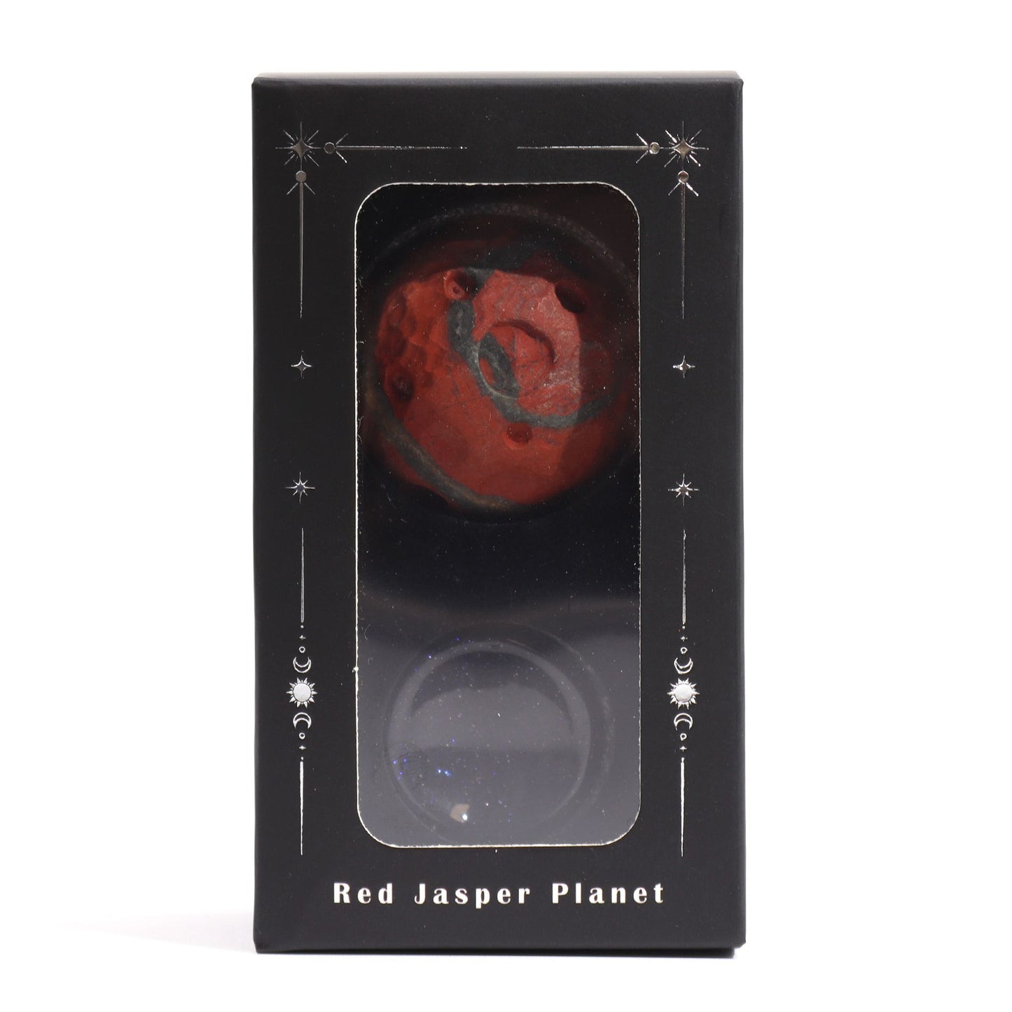 Planète Mars en jaspe rouge sur socle solaire · 40mm