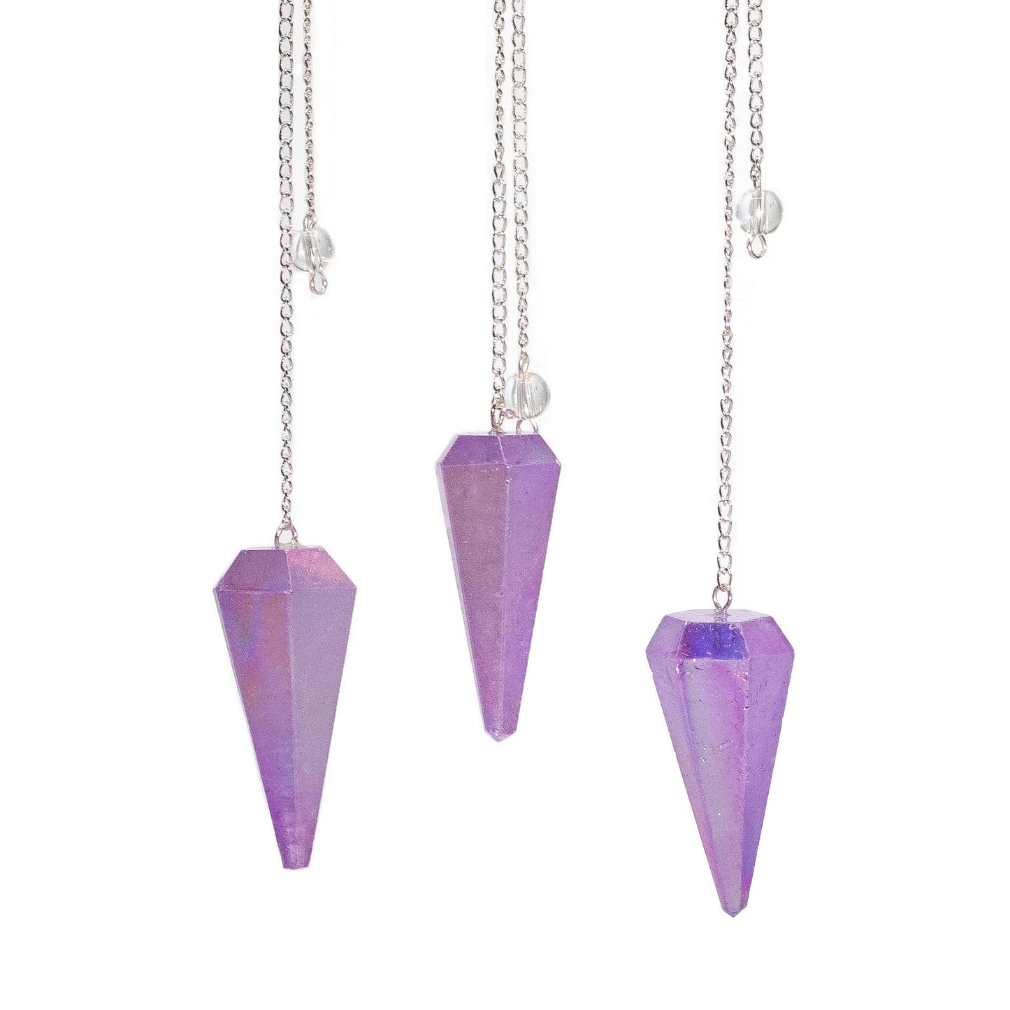 Pendule à six faces — Cristal aurore violet · 4 cm