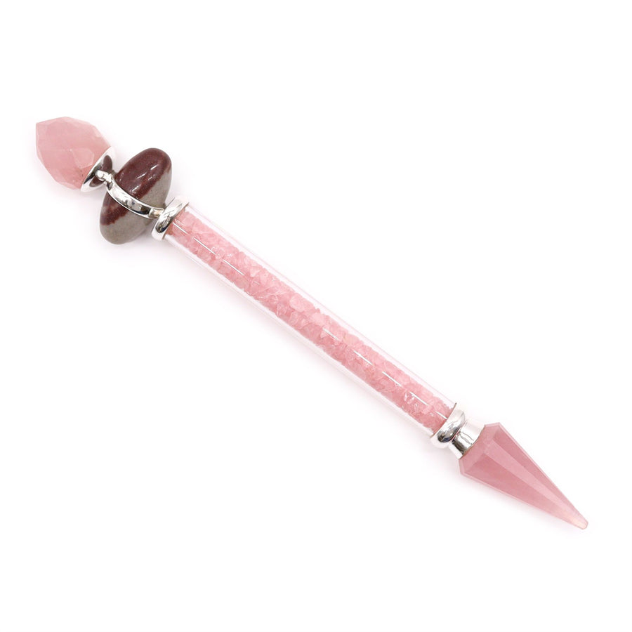 Baguette magique Shiva Lingam — Quartz rose · Amour