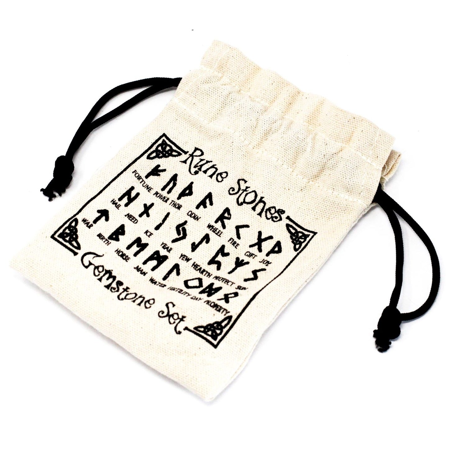 Jeu de runes de l’Inde en pochette — Agate rubanée