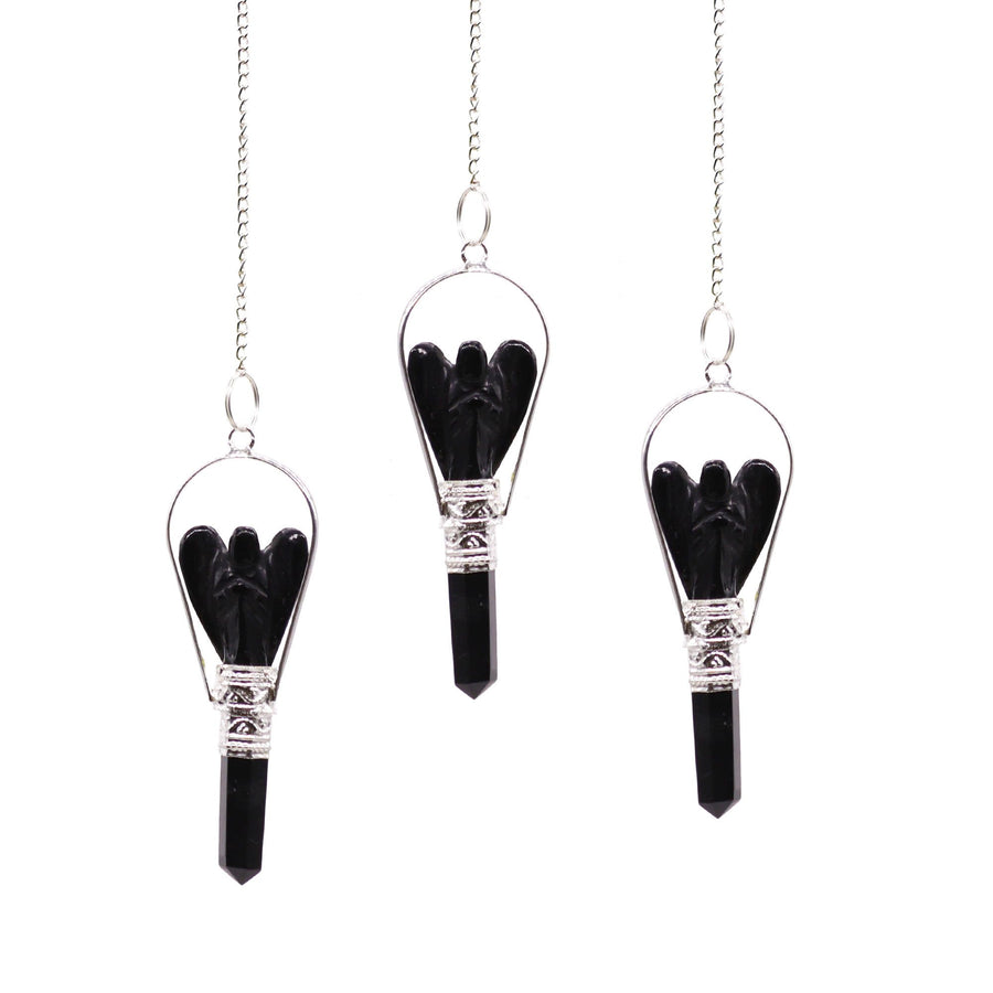 Pendule d’ange à anneau d’agate noire