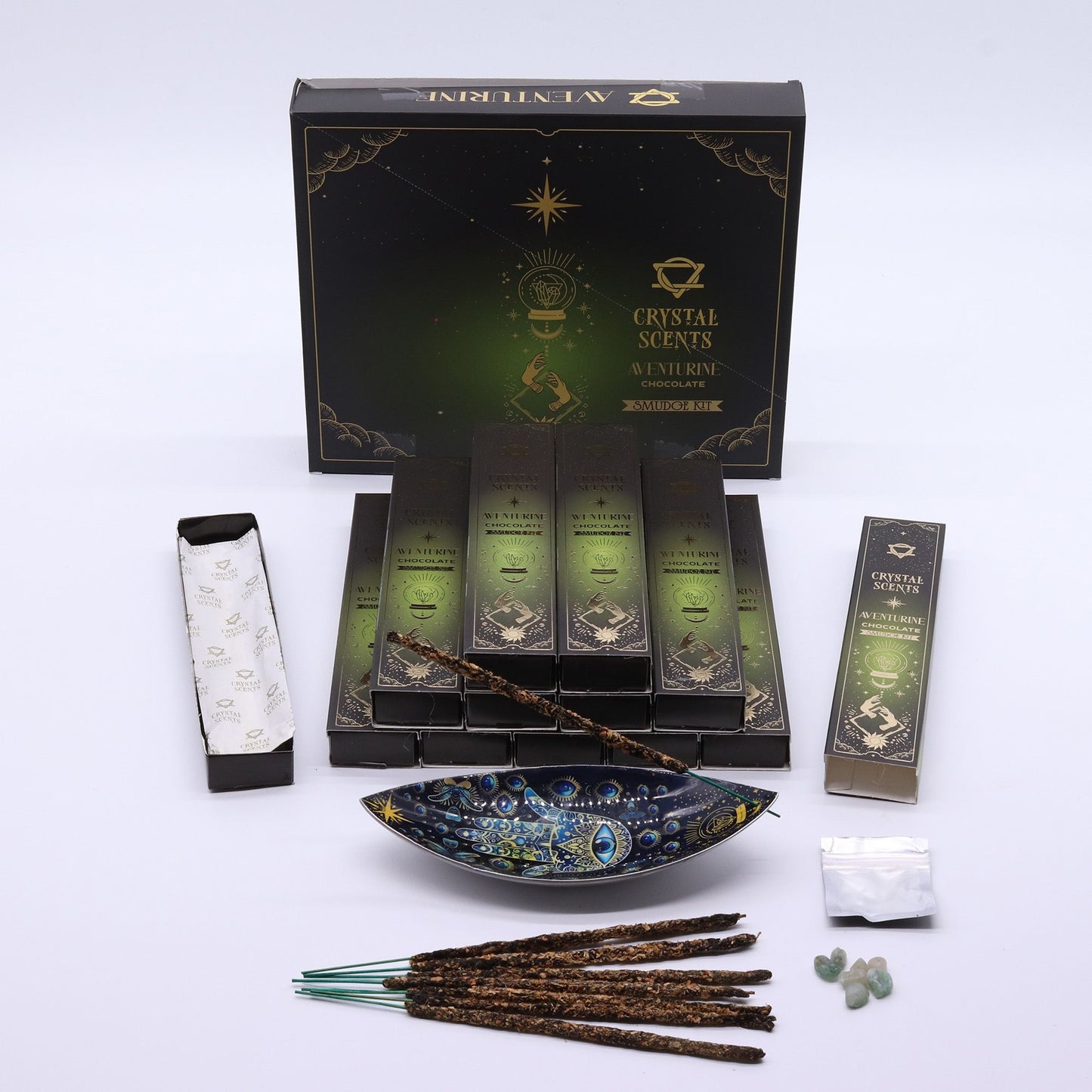 Fagot de fumigation à cristal d’aventurine — Chocolat