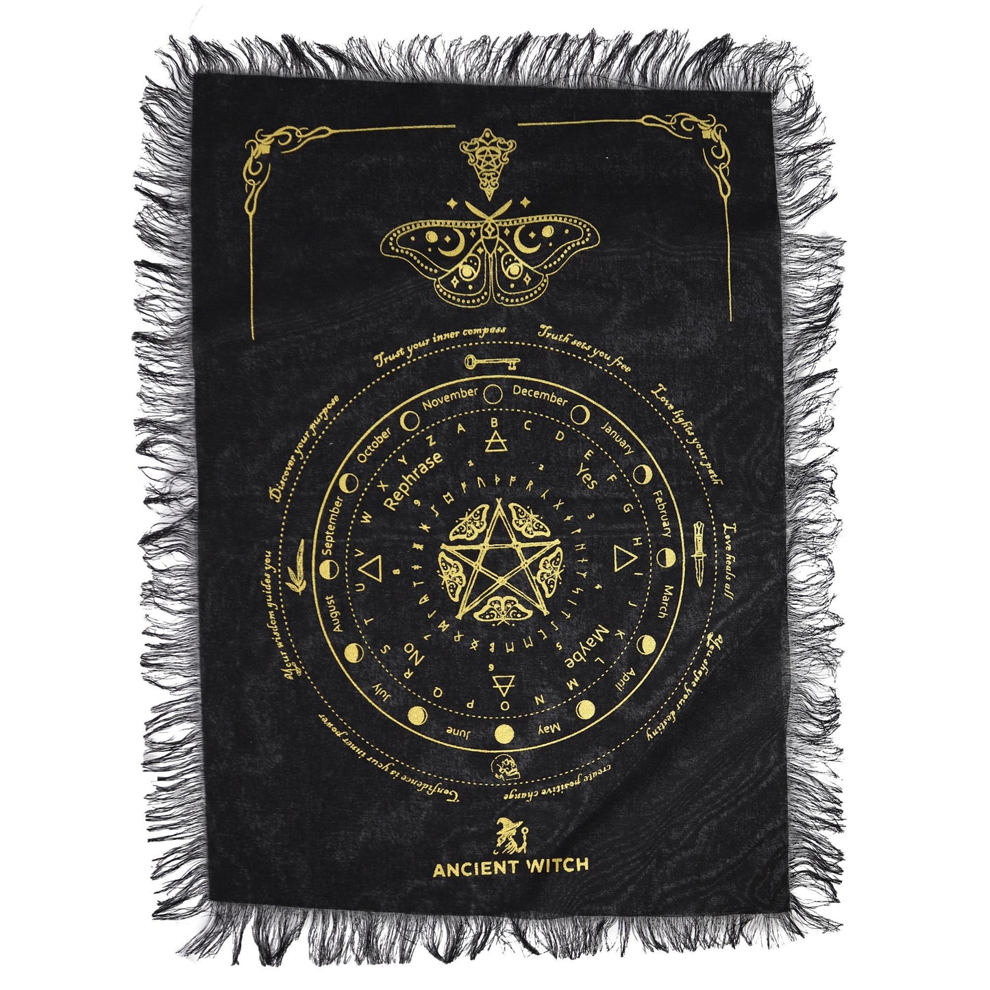 Toile de divination à pendule — Noir & doré