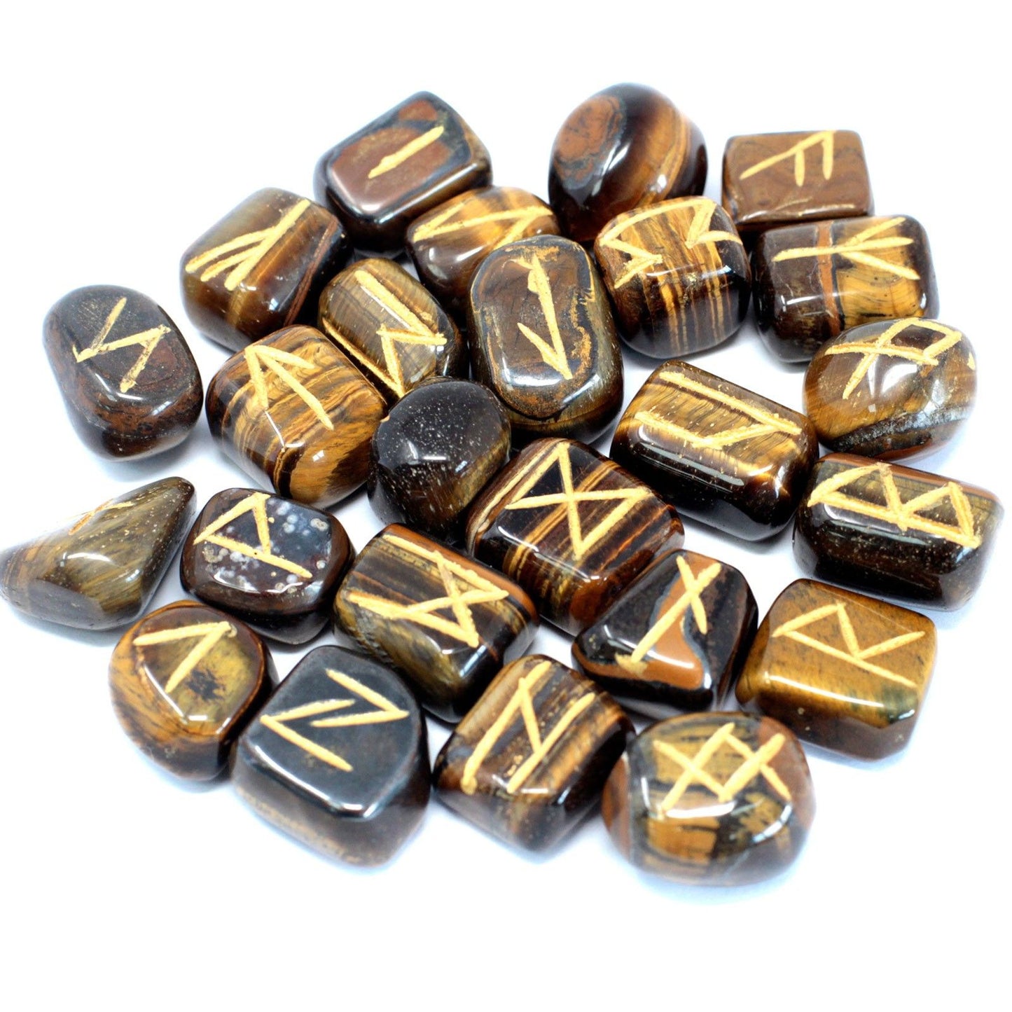 Jeu de runes de l’Inde en pochette — Œil de tigre