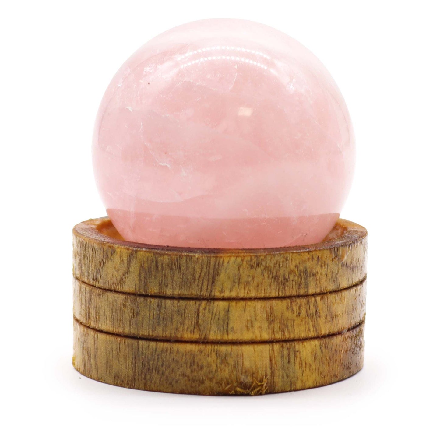 Sphère sur socle — Quartz rose · 50 mm