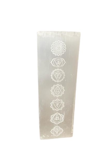 Lampe bloc de sélénite — Chakra · 25cm