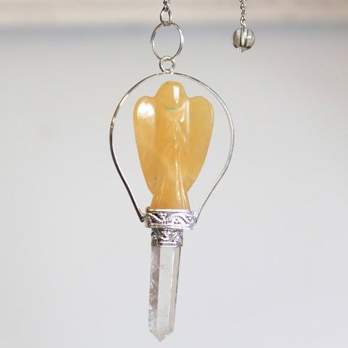 Pendule d’ange à anneau de quartz jaune