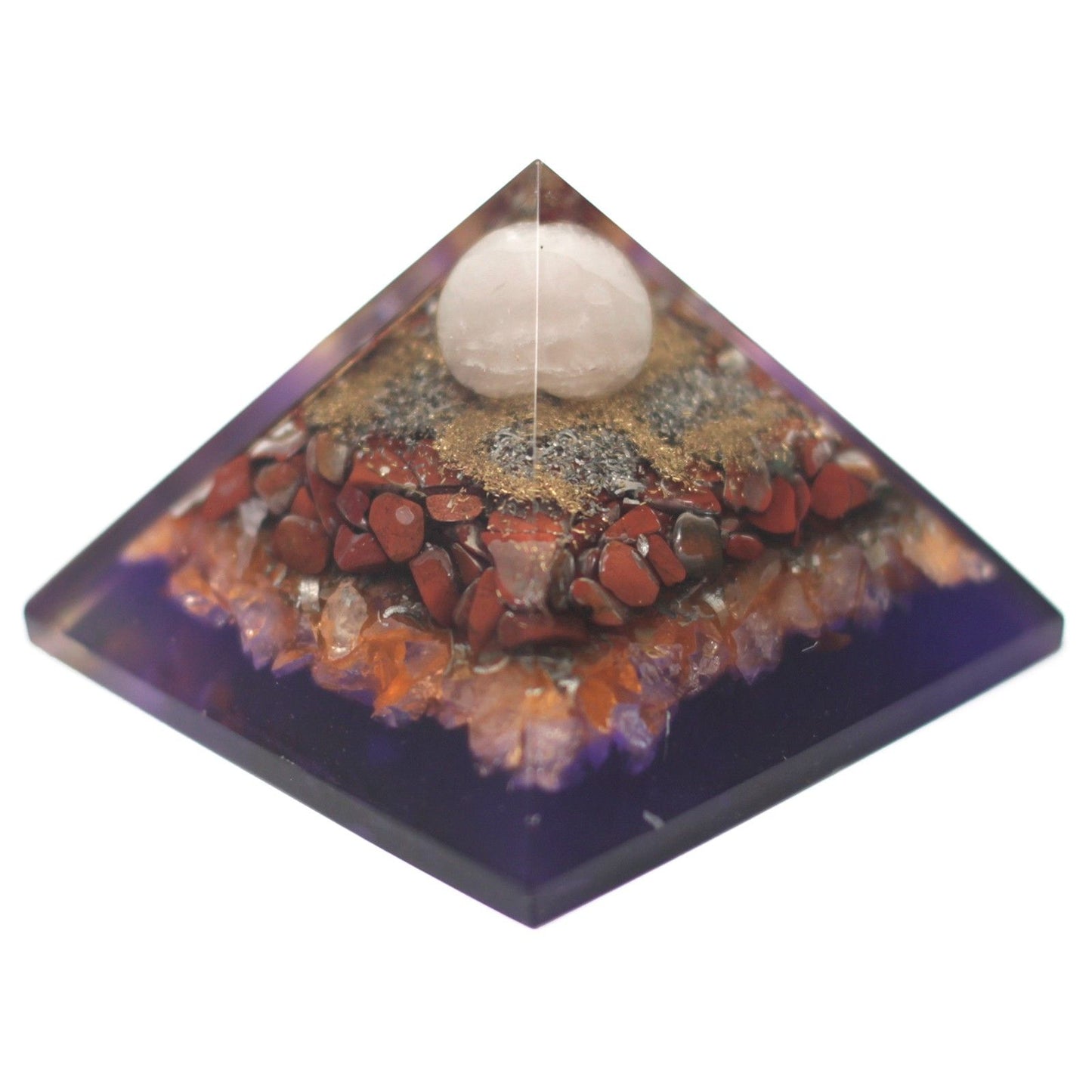 Grande pyramide d’orgonite — Paon · 70mm