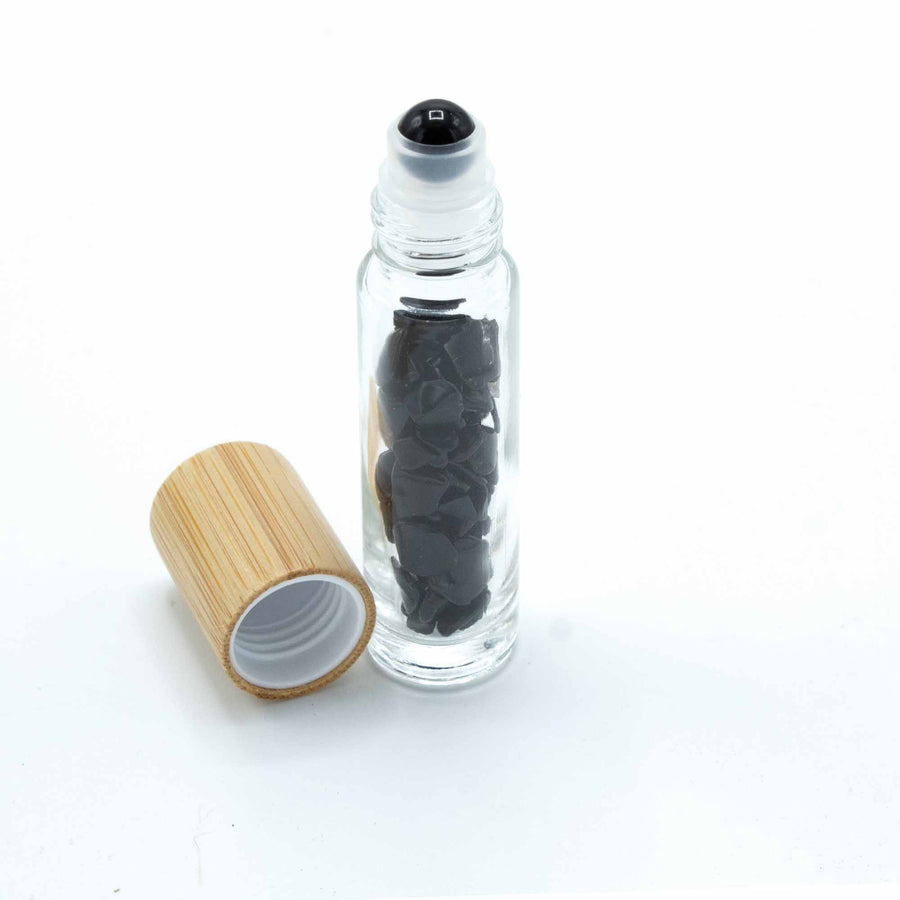 Roll-on à pierre naturelle — Tourmaline noire · Bouchon bois