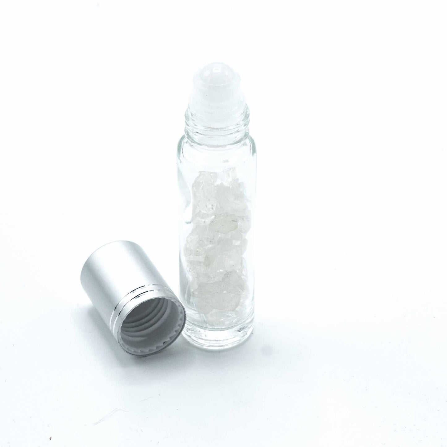 Roll-on à pierre naturelle — Cristal de roche · Bouchon argenté