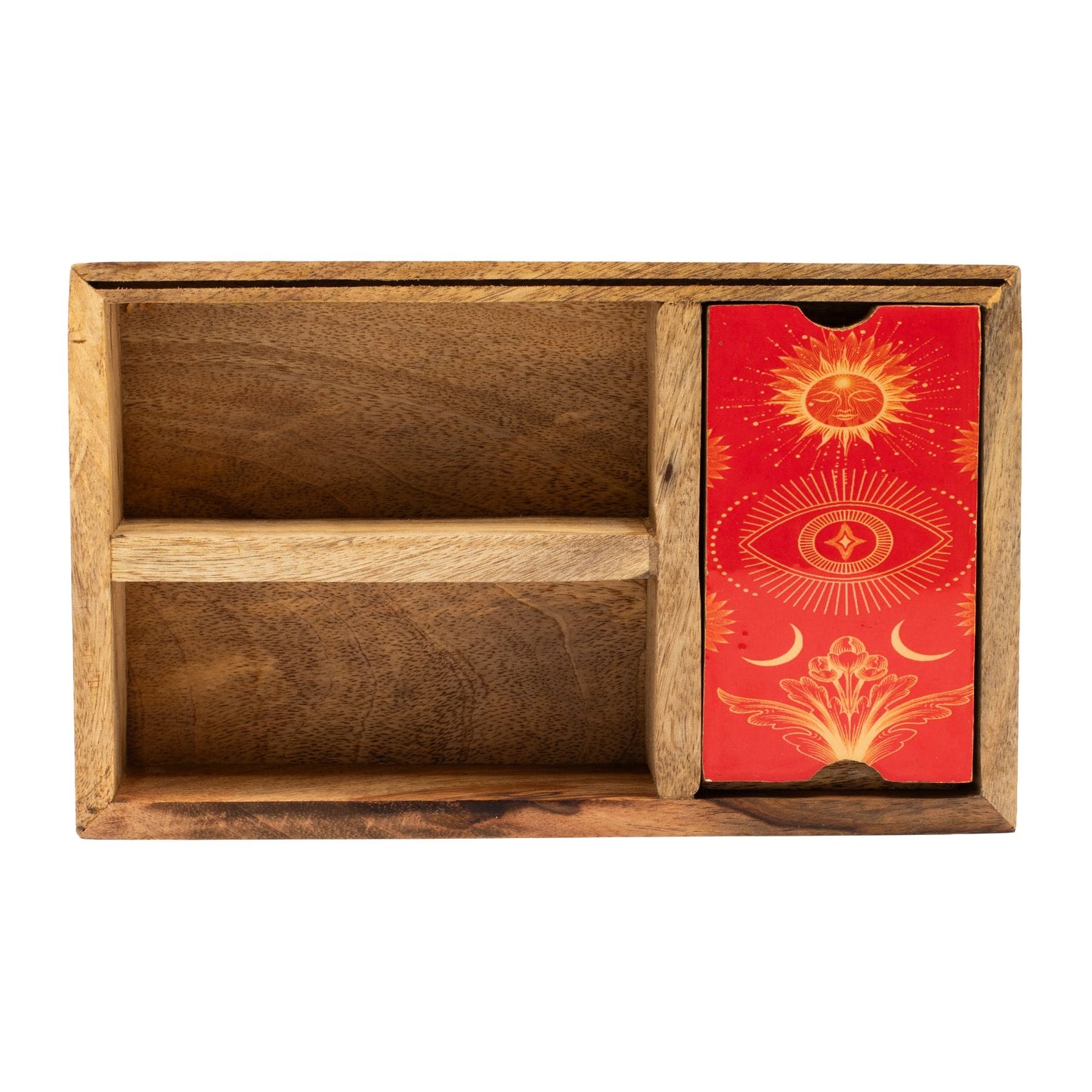 Coffret de tarot à trois sections sur socle pour cartes