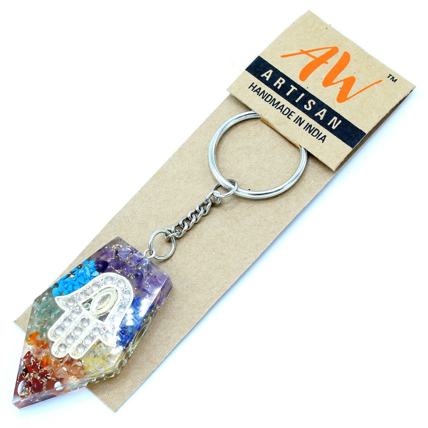 Porte-clés d’orgonite — Chakra main de Fatma