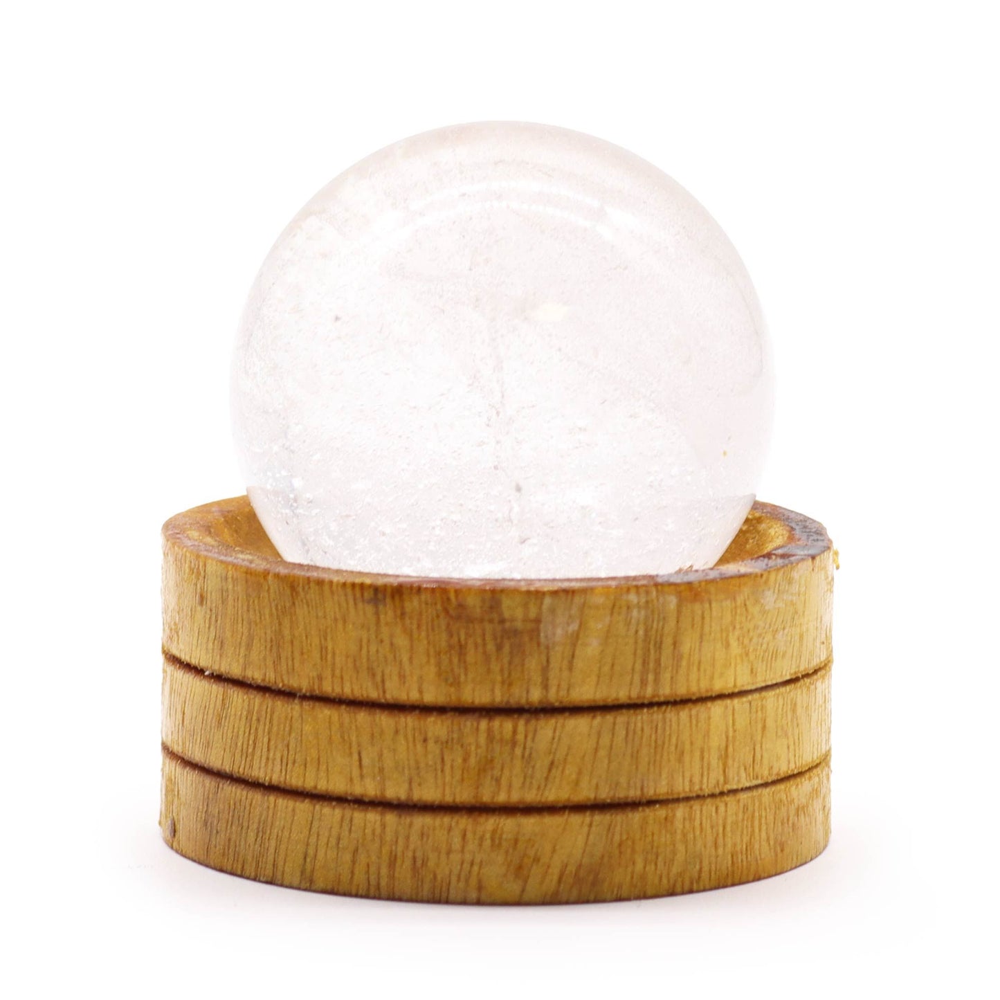 Sphère sur socle — Cristal de roche · 50 mm