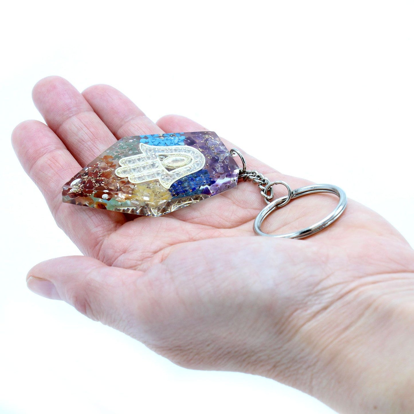 Porte-clés d’orgonite — Chakra main de Fatma