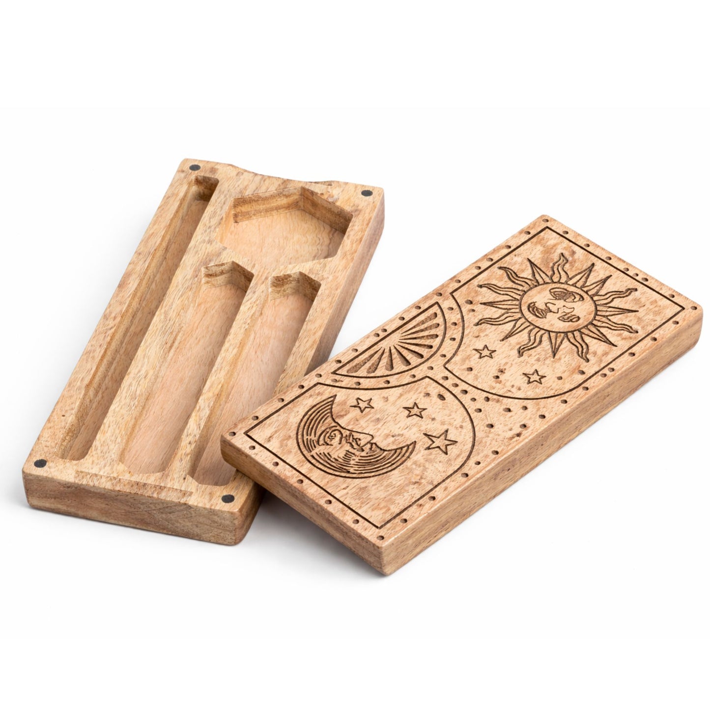 Coffret de cristal sculpté & pierre sculptée — Soleil & lune