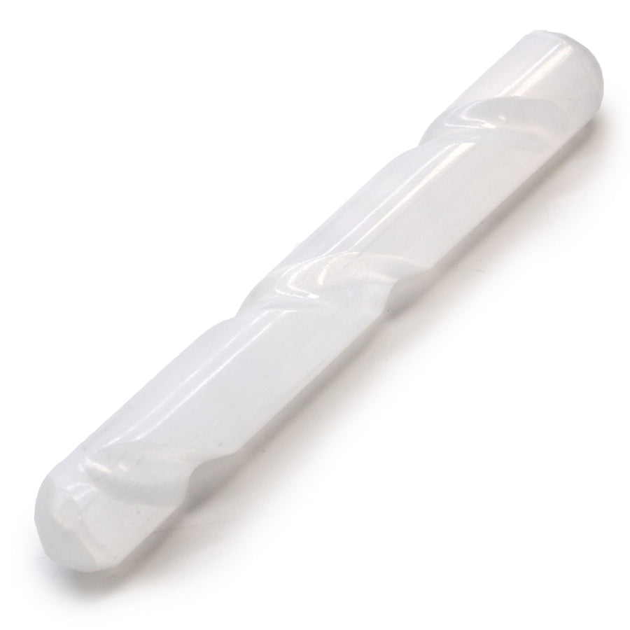 Baguette spirale en sélénite — Deux extrémités rondes · 16 cm