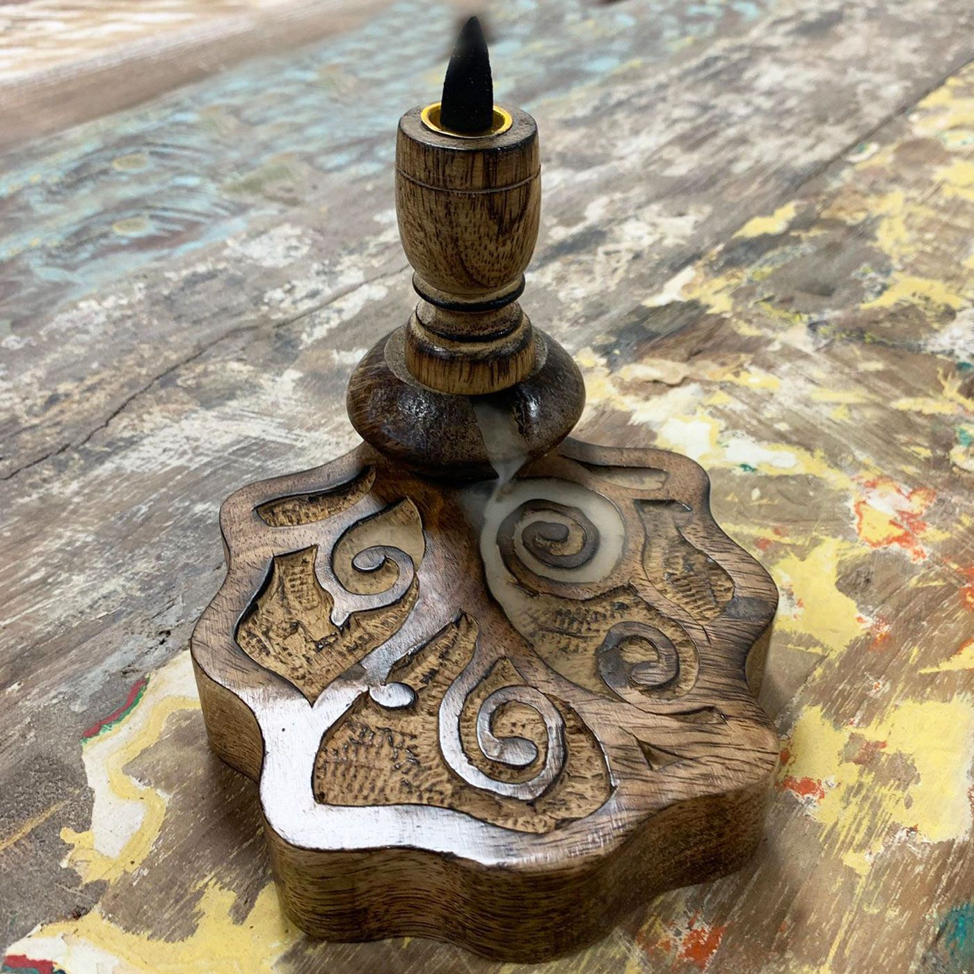 Brûleur à reflux en bois de manguier petit format — Arbre de vie