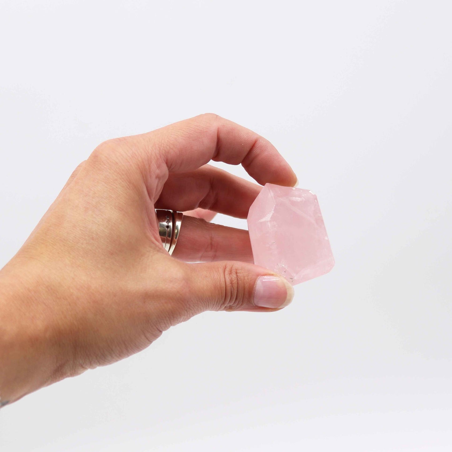 Pointe de gemme — Quartz rose indien · 6 cm