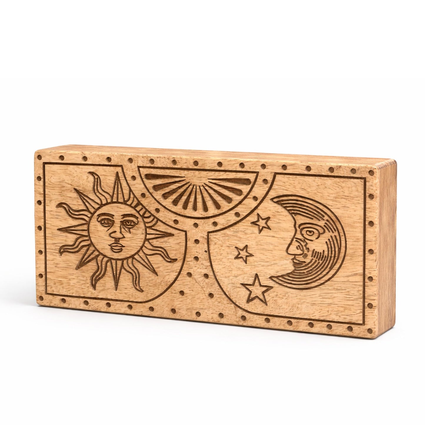 Coffret de cristal sculpté & pierre sculptée — Soleil & lune