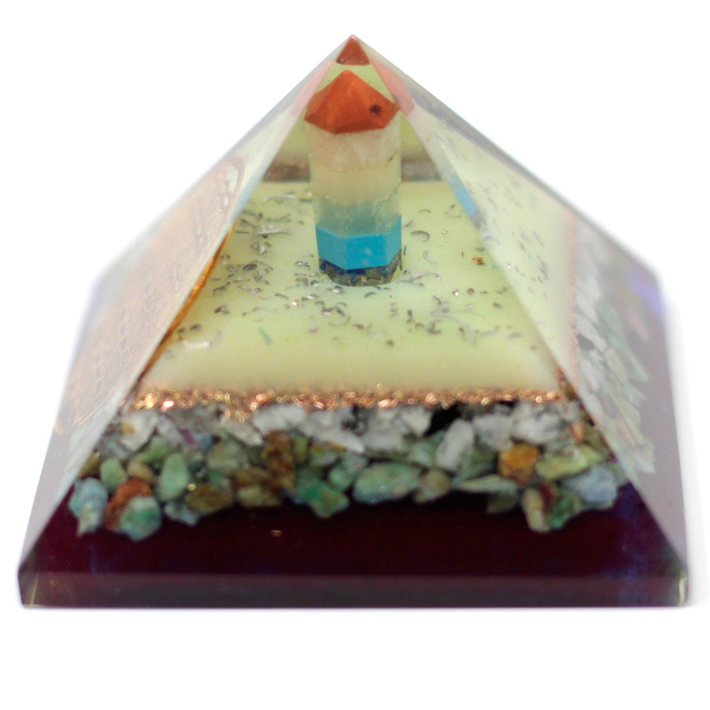 Grande pyramide d’orgonite — Fleur de vie · 70mm