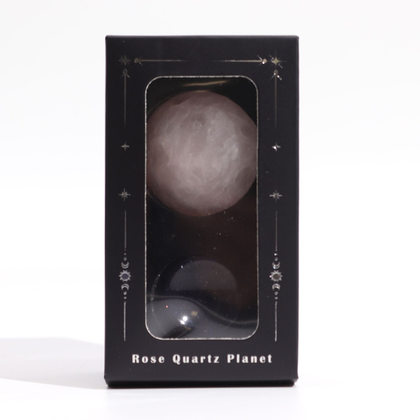 Planète Vénus en quartz rose sur socle solaire · 40mm