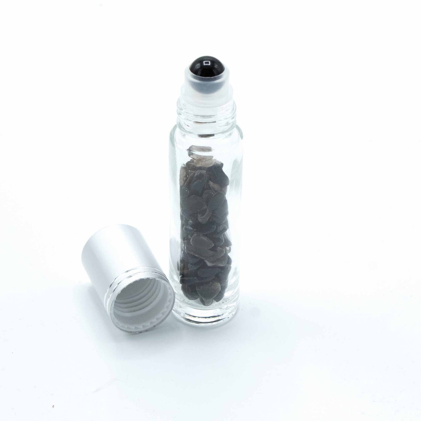 Roll-on à pierre naturelle — Tourmaline noire · Bouchon argenté