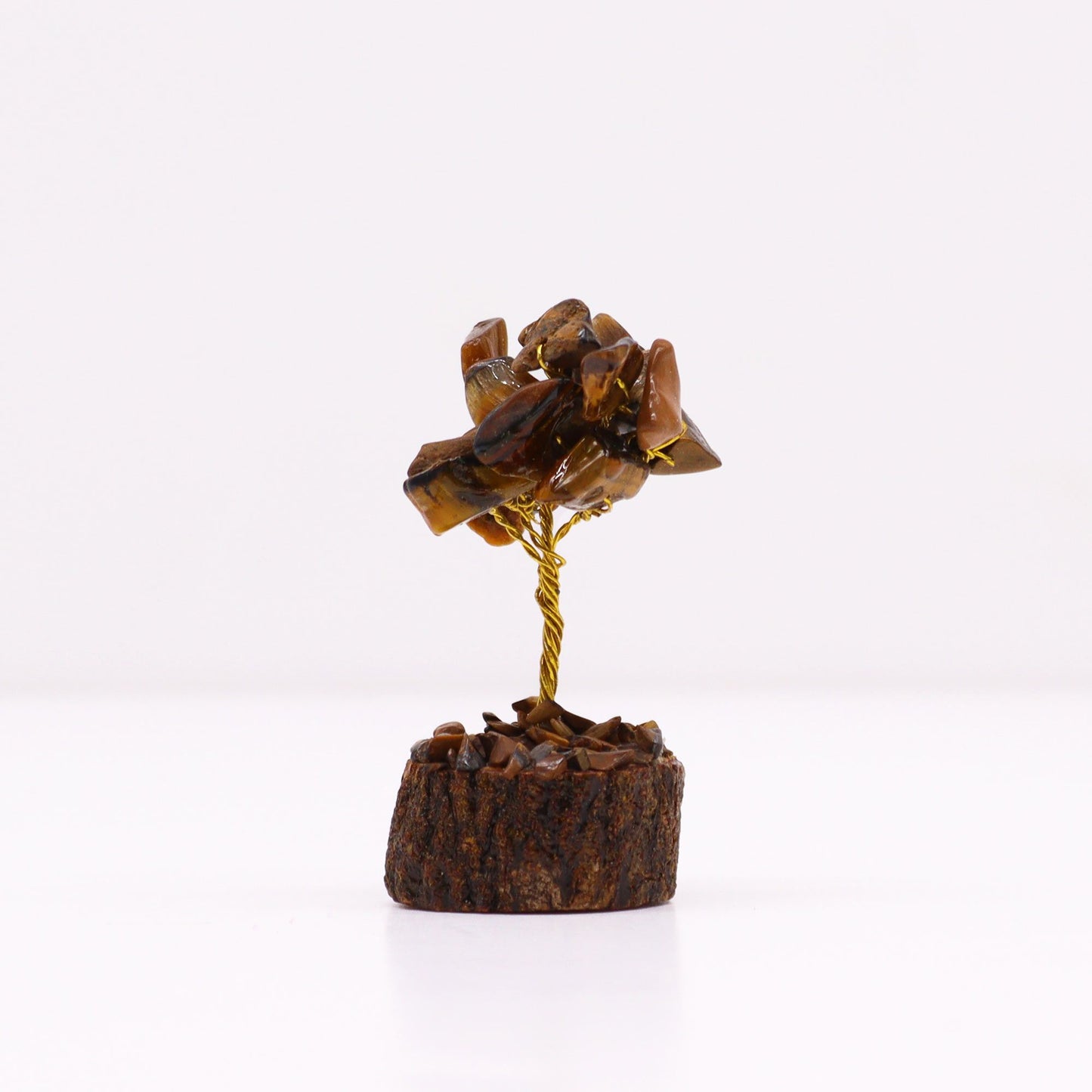 Mini arbre sur socle bois — Œil de tigre