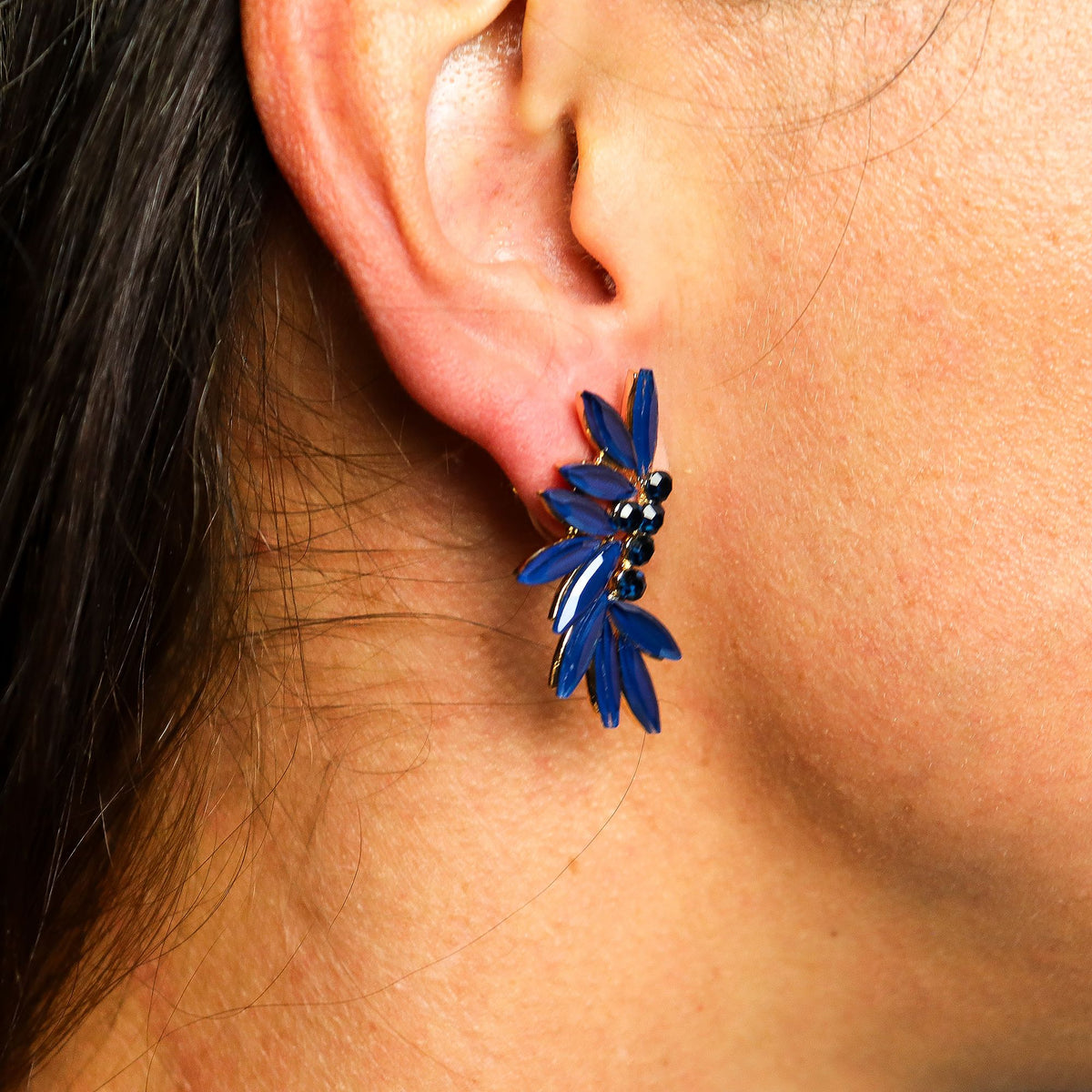 Boucles d’oreilles fées en verre, bleu roi — vue 2