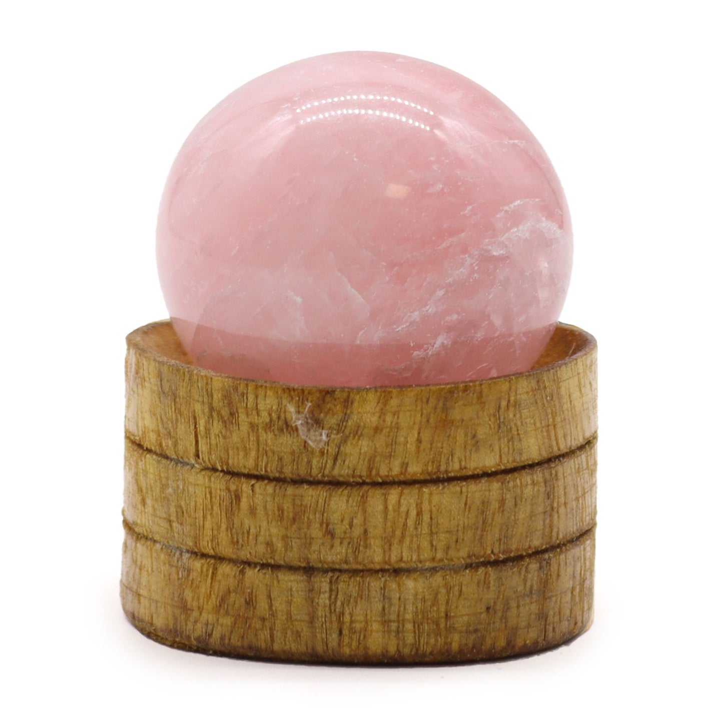 Sphère sur socle — Quartz rose · 40 mm