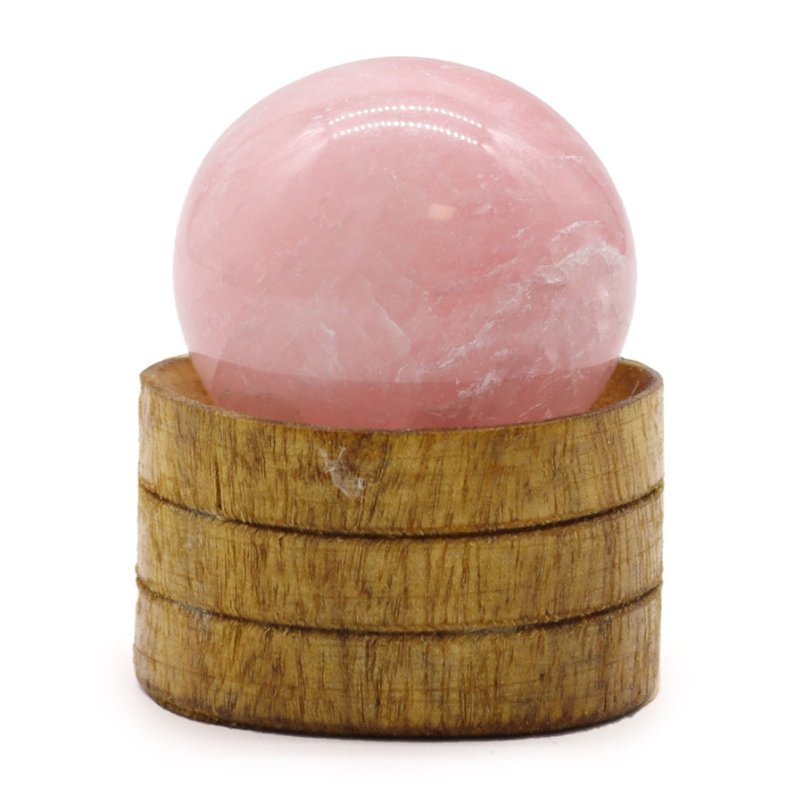 Sphère sur socle — Quartz rose · 40 mm