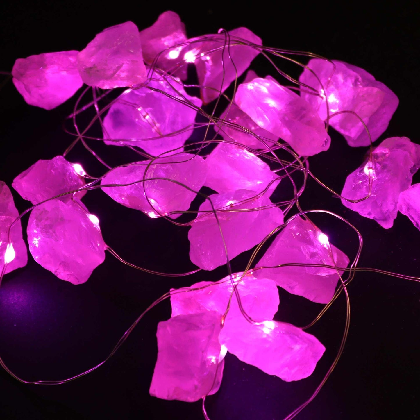 Guirlande lumineuse de gemmes — Quartz rose