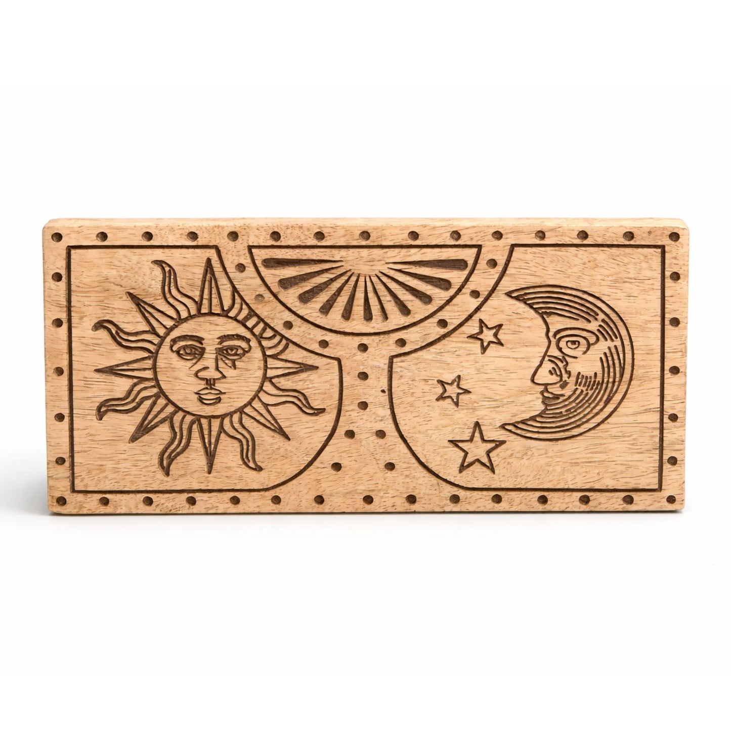 Coffret de cristal sculpté & pierre sculptée — Soleil & lune