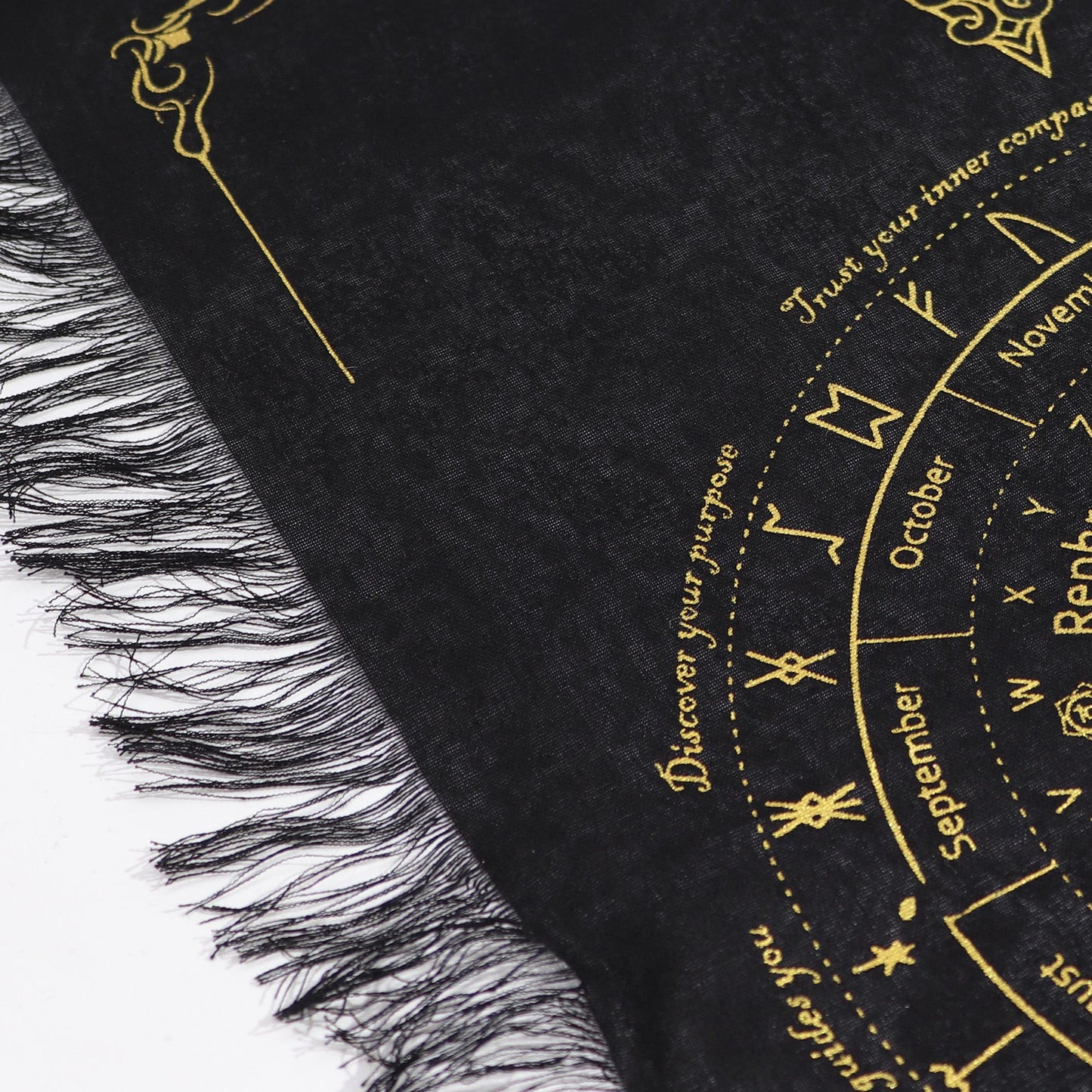 Toile de divination à pendule — Visage du soleil · Noir & or