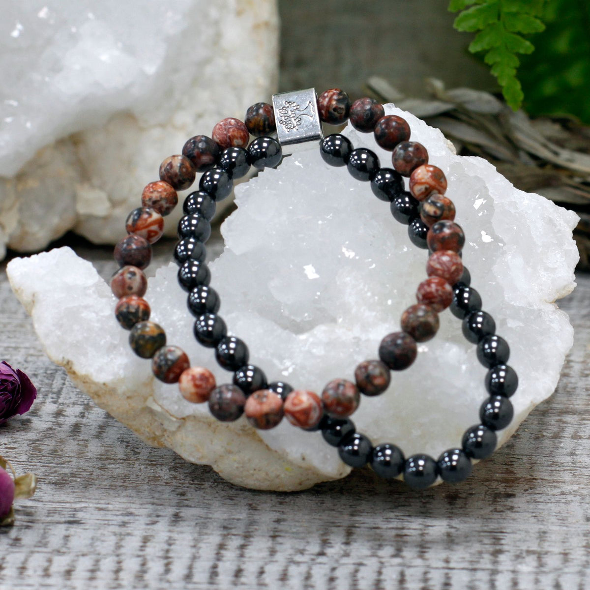 Duo de bracelets magnétiques en jaspe peau de léopard — vue 2