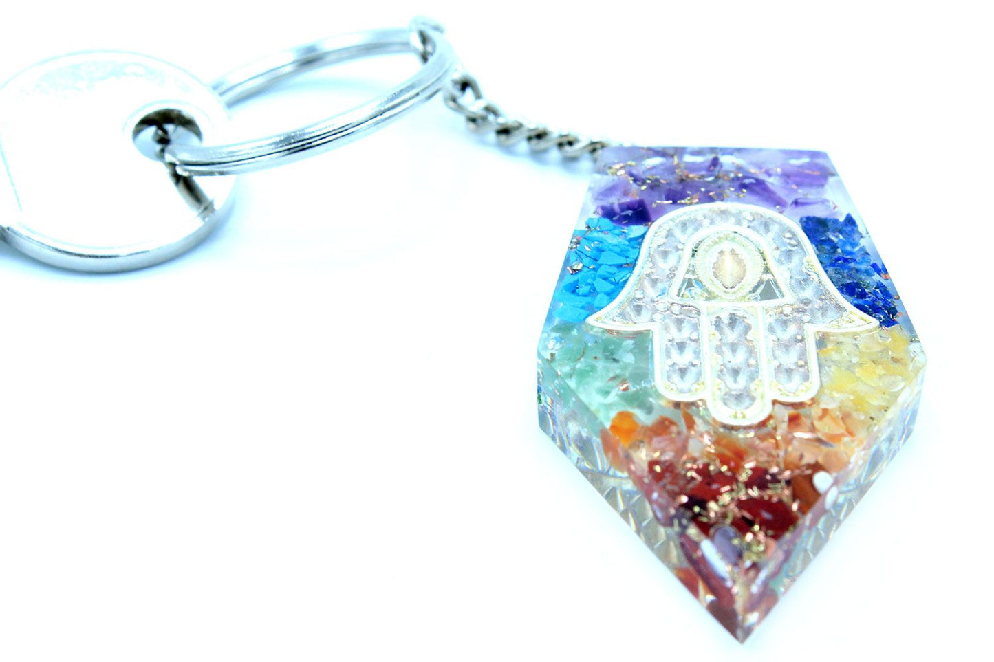 Porte-clés d’orgonite — Chakra main de Fatma