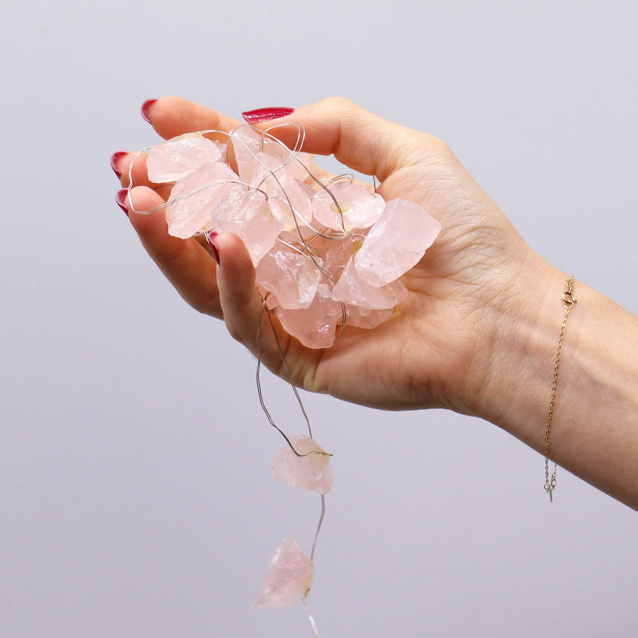 Guirlande lumineuse de gemmes — Quartz rose