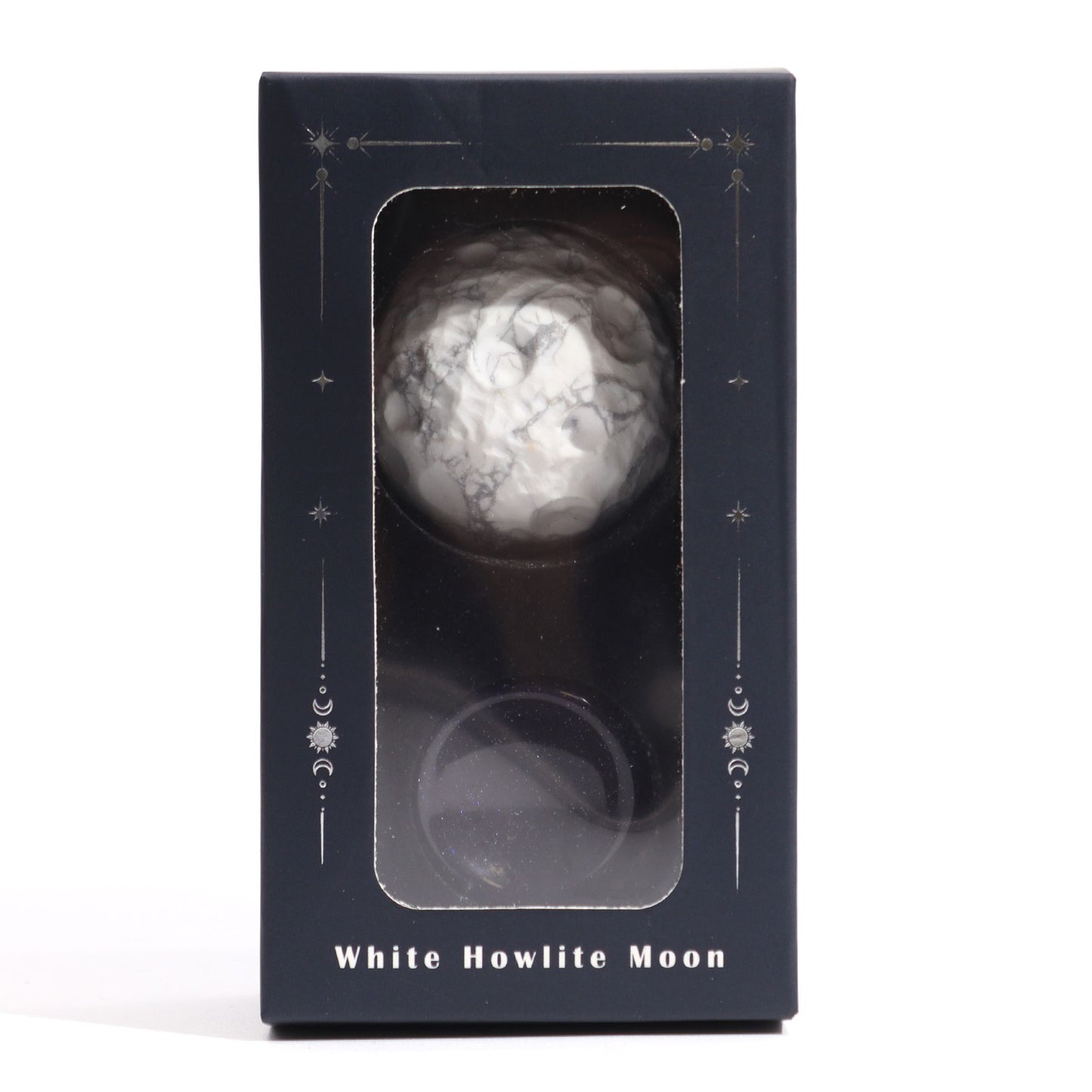 Planète Lune en howlite blanche sur socle solaire · 40mm