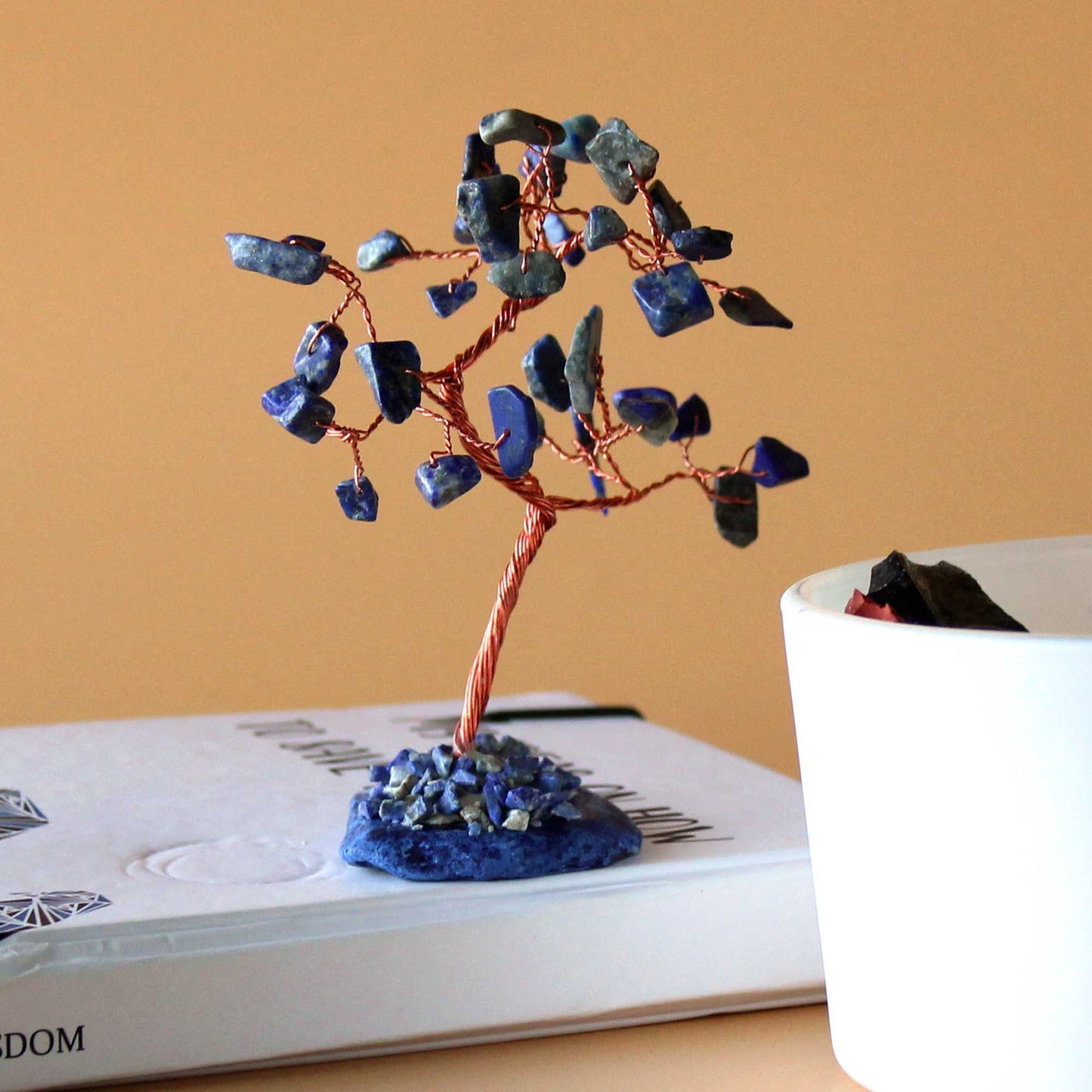Arbre : sodalite sur socle d’agate bleu