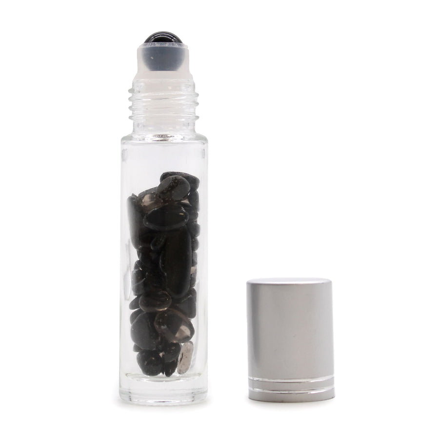 Roll-on à pierre naturelle — Tourmaline noire · Bouchon argenté
