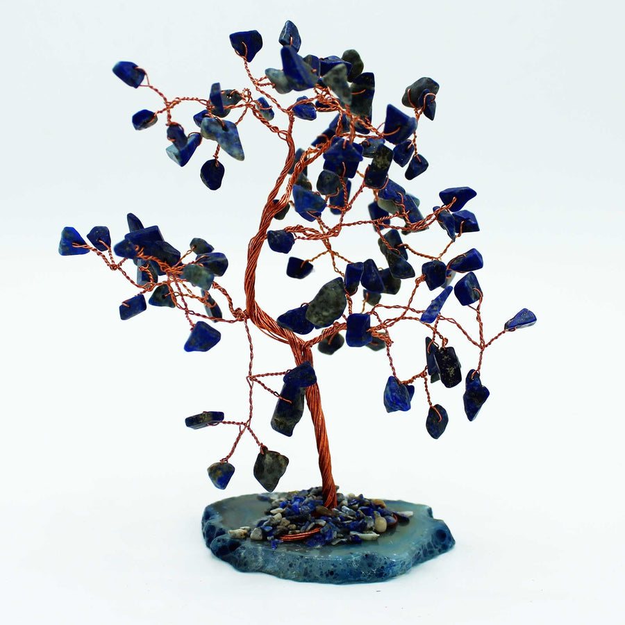 Arbre grand format: sodalite sur socle d’agate bleu