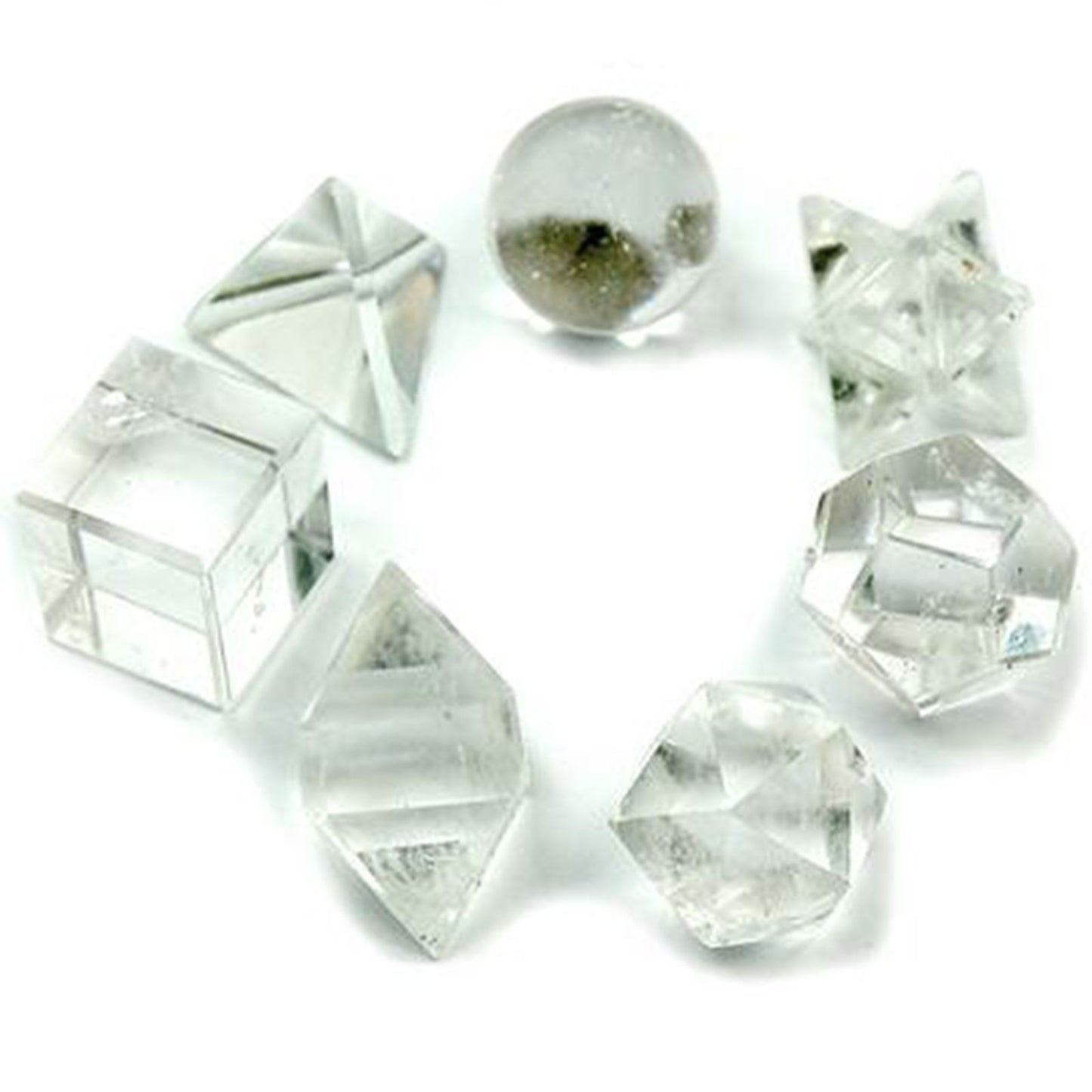 Ensemble géométrique de sept pièces de cristal
