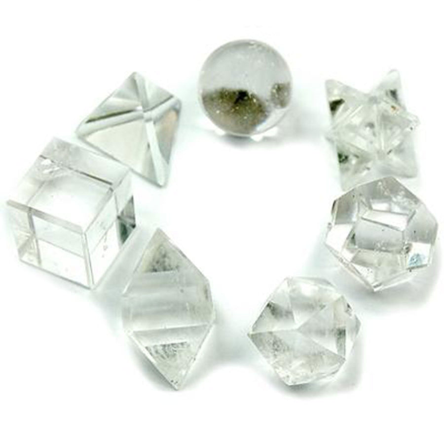 Ensemble géométrique de sept pièces de cristal