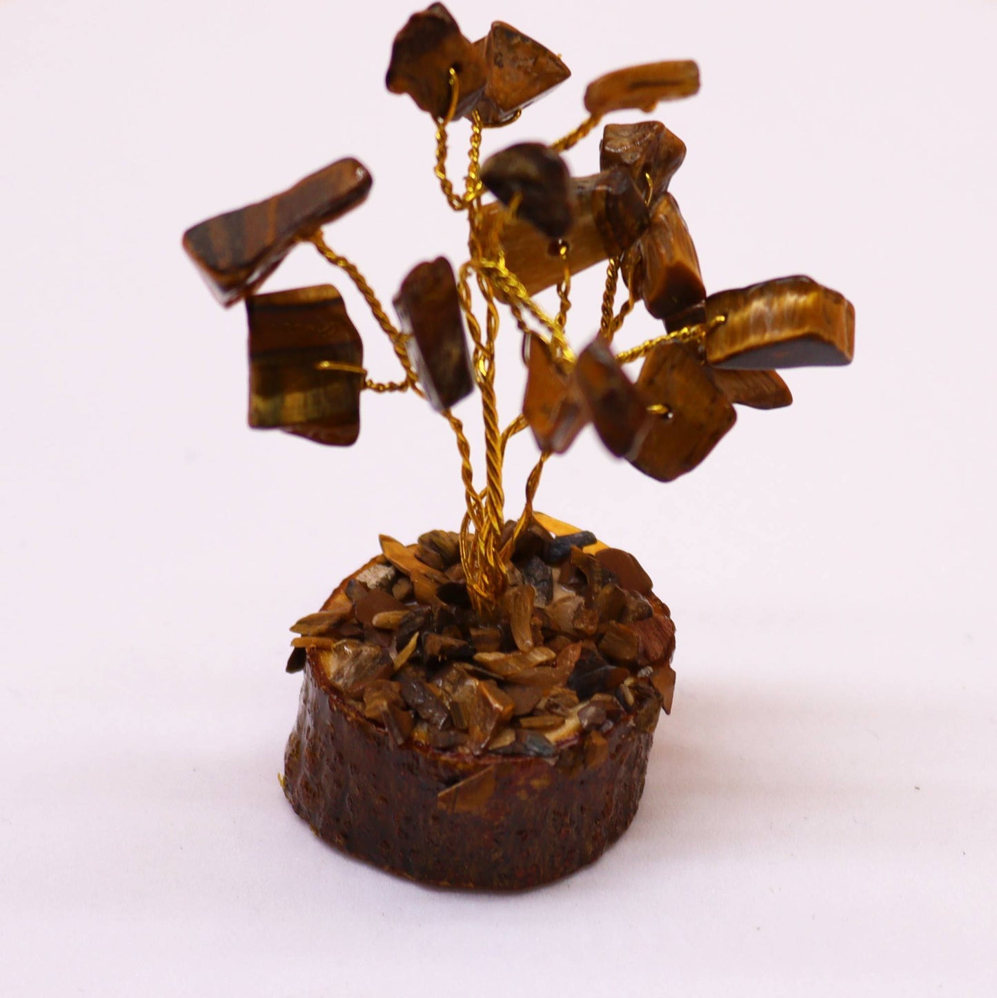 Mini arbre sur socle bois — Œil de tigre