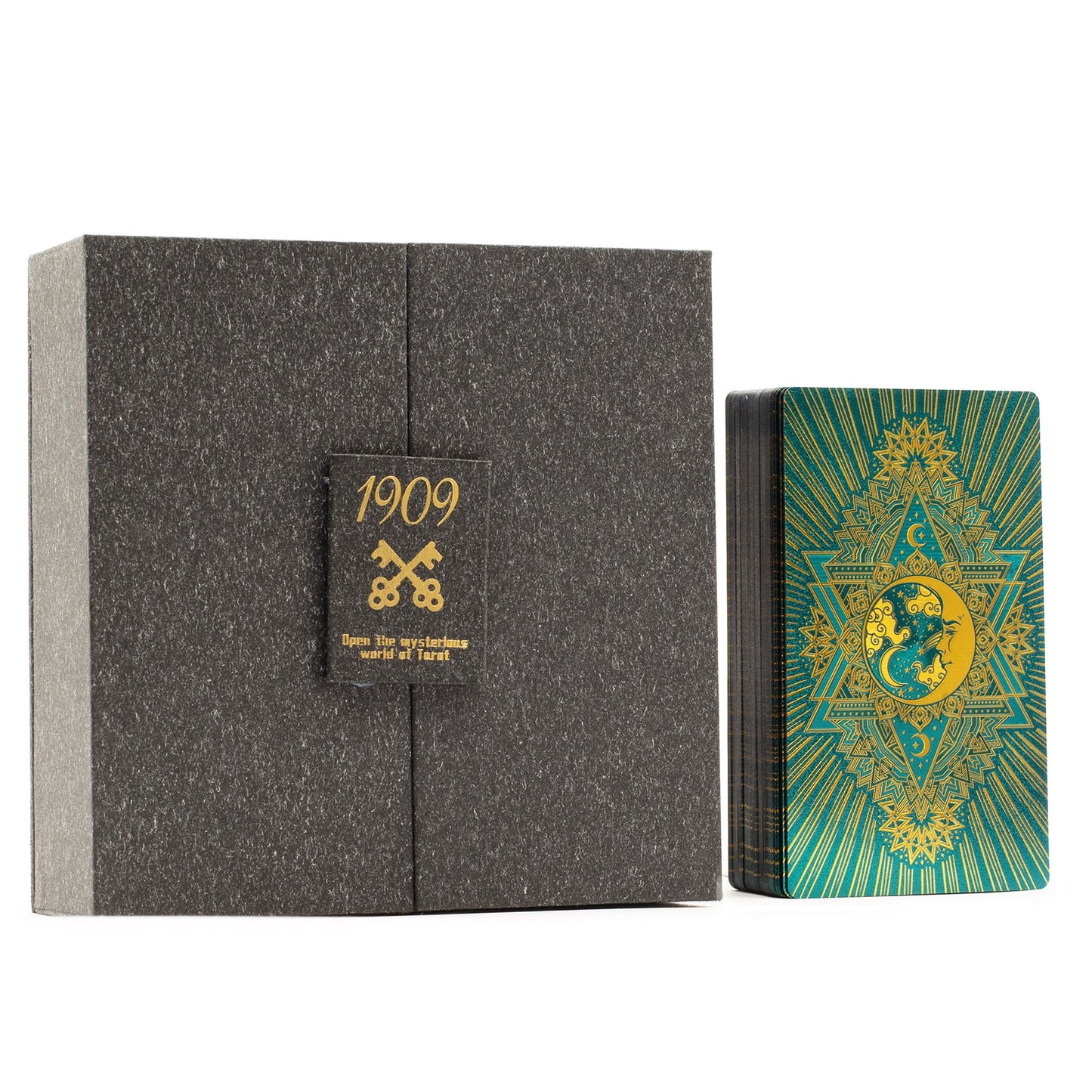 Jeu de tarot à feuille d’or & turquoise — Coffret cadeau
